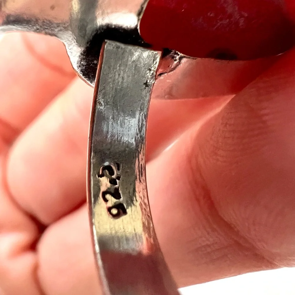 925 Rainbow Flash Moonstone + Rhodonite Love Ring 7